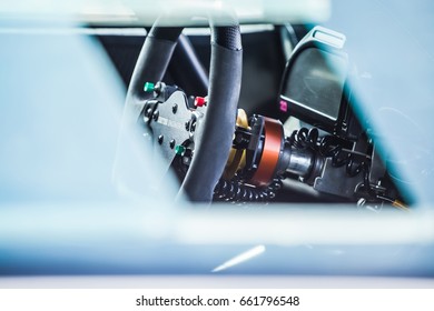 Steering wheel inside cabin