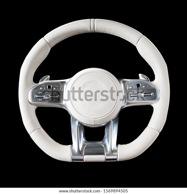 Steering wheel,\
isolated on the black\
background