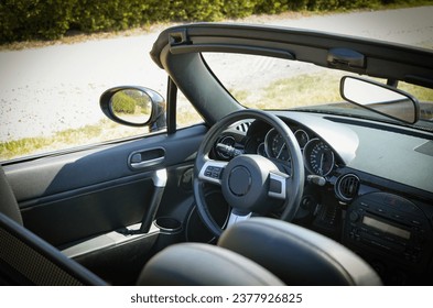 Steering wheel of Mazda sport car