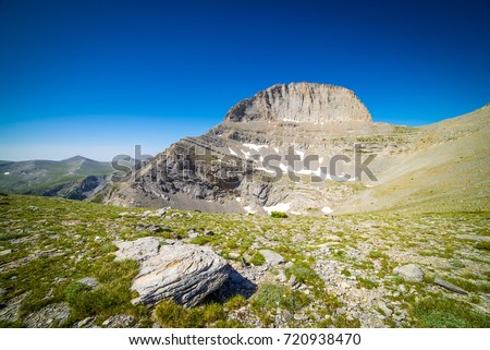 Stefani Summit of Mount Olympus as seen from the Muses Plateau on a Clear Summer Day (also known as 