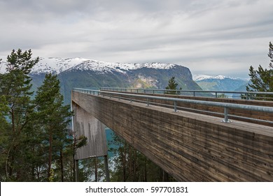 Stegastein Lookout At Aurland Fjord, Norway.