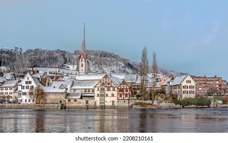Stein am Rhein with St. Georgen Monastery and Hohenklingen Castle - Shutterstock ID 2208210161