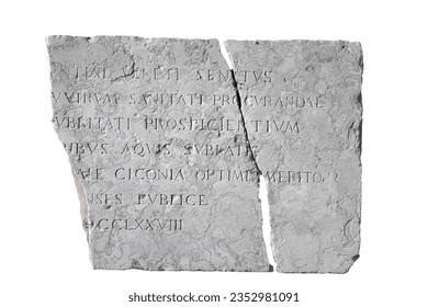 a stele from the Roman era with some inscriptions carved on a transparent background