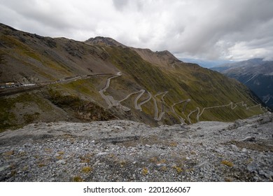 The Stelvio Pass is a mountain pass in northern Italy bordering Switzerland at an elevation of 2,757 m (9,045 ft) above sea level.
