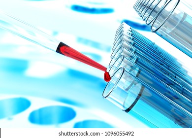 Stem Cell Research Pipette Science Laboratory Test Tubes  Lab Glassware, Science Laboratory Research And Development Concept And Gene Editing Crispr