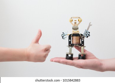 STEM Education. Metal Robots Made By Hands In A Class In Chemistry And Robotics. STEM Education. Background. Free Bots. Technology. Mathematics. Science.