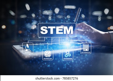 STEM. Science Technology Engineering Math. Sci-Tech. Tech. Business Concept.