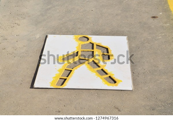 stencil for drawing road markings in the form of a\
human figure