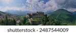 Stenico Castle in Trentino, Italy, with medieval architecture and stunning mountain views. Castle of Stenico (Trento, Trentino Alto Adige, Italy) at summer.