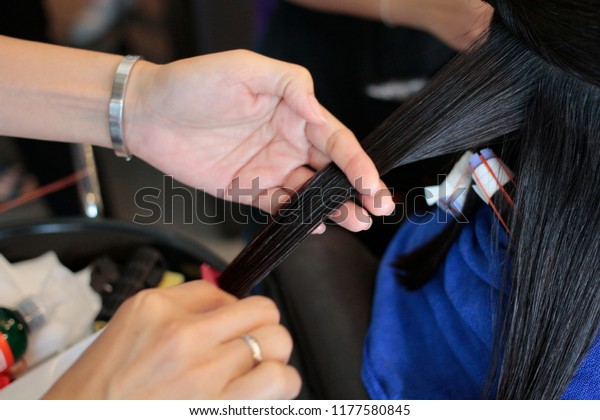 Step 1 Take Thin Strand Hair Stock Photo Edit Now 1177580845