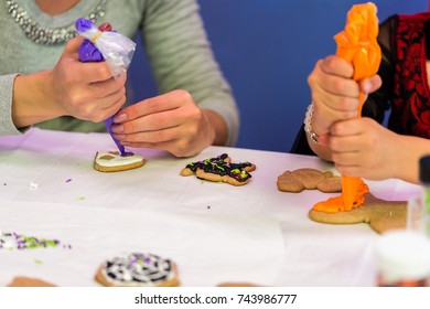 Step By Step. Learning How To Make And Decorate Halloween Cookie Decorating Class.