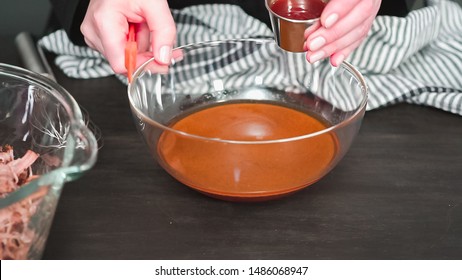 Step by step. Making sauce for pulled pork sandwich.