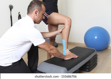 Step exercise with physical therapist