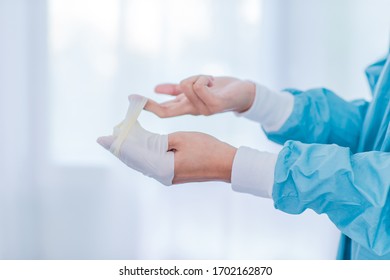 Step Six : Removing Medical Gloves; Glove Process; Protect The Contamination, Step For Removing The Correct Gloves. Biosafety Of Laboratory.