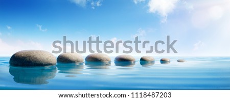Step Stones In Blue Water - Zen Concept