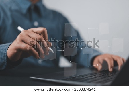 Step-by-step process and workflow automation with flowchart, work procedure, and operational instructions. Key to growth and success. Business plan, strategy methodology for start-up and beginnings.