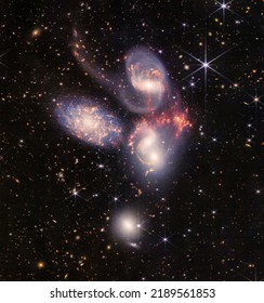 Stephan's Quintet Space Telescope First Photo. Megapixels High Resolution Image. Futuristic Deep Space Constellation Mystery Cosmic Creativity Background Texture.  - Shutterstock ID 2189561853