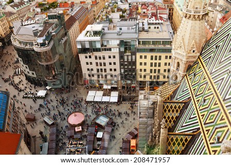 Stephansplatz square, view from the top of bell tower