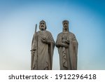 Stephen and Gisela statues in historical Veszprem 