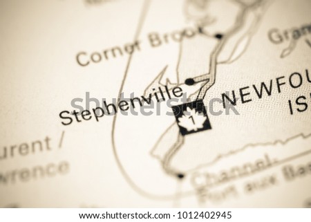 Stephenville. Canada on a map.