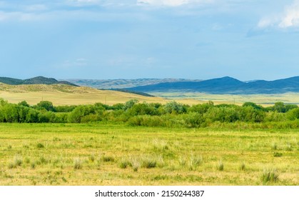 steppe, prairie, veld, veldt - grassy plain in the temperate and subtropical zones of the northern and southern hemisphere. Plateau. Hills. - Shutterstock ID 2150244387