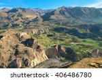 Stepped terraces in Colca Canyon in Peru. It is one of the deepest canyons in the world with a depth of 3,270 meters.