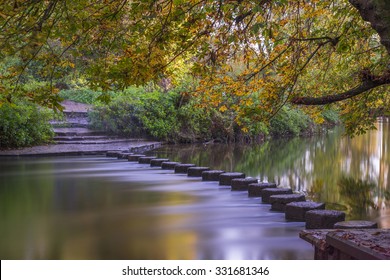 Stepping Stones over the river Mole at the foot of Box Hill, Surrey, UK