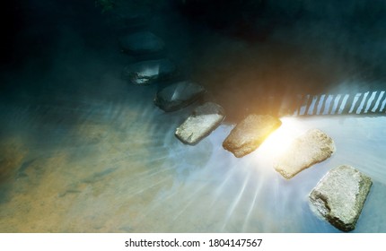 Stepping Stones Path Over A Pond