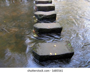 Stepping Stones In River Crossing Point.