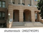 Steps at the front of a county courthouse.