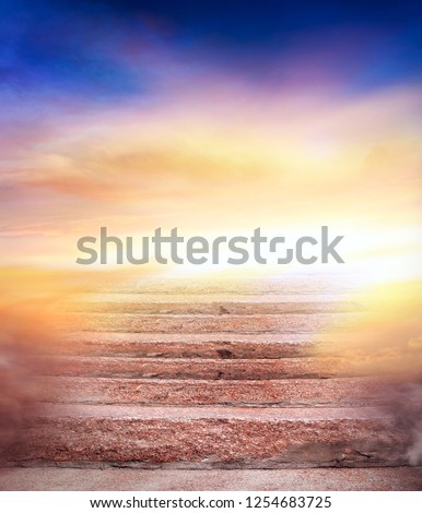  Steps leading up to the sun.  Way to God .  bright light from heaven .  Religious background  . Beautiful sky . Sunrise . Light from sky . solar explosion . 