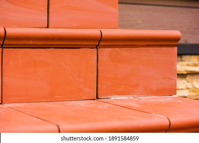 Steps Made Of Brown Clinker Tiles . Cottage Porch