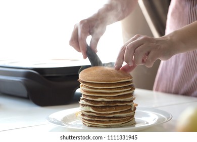  Steps Of Making Cooking Pancake.The Cooking Process In The Kitchen.