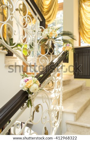 Similar – Image, Stock Photo Blue railing on brick wall