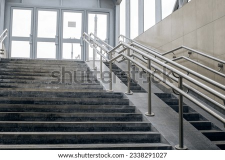 Steps and ramp in the underpass closeup