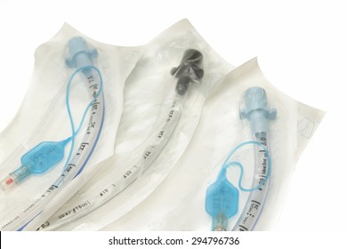 Sterile endotracheal tube on white background