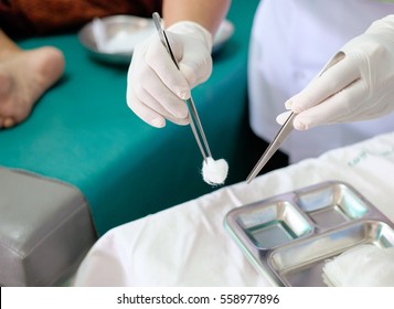 Sterile technique wound dressing selective focus - Shutterstock ID 558977896