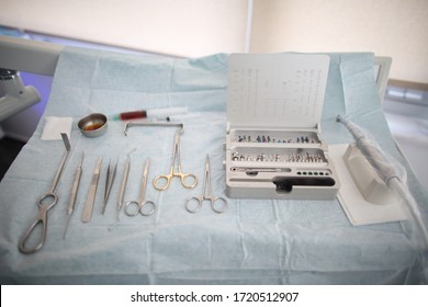 
Sterilized Dentist Tools Are Seen From A Wide Angle