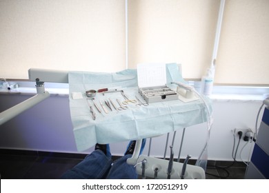 
Sterilized Dentist Tools Are Seen From A Wide Angle