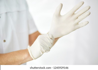 sterilized surgical gloves. close up cropped photo. tool for doctors. latex gloves . protective gloves
