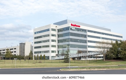 Sterling, VA, USA - March 27, 2017: Raytheon Office Building In Sterling Virginia. Raytheon Is A U.S. Defense Contractor.