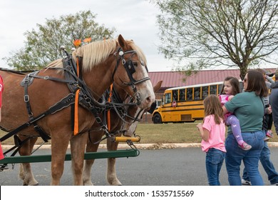 Sterling, VA / USA - October 12 2019: Cascades Fall Festival At Potomac Falls High School (PFHS) Hay Ride 