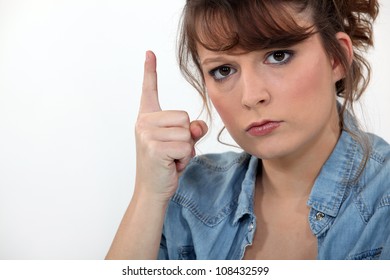 Stern Woman Pointing Finger
