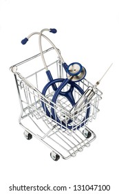 Stethoscope And Cart, Photo Icon For The Medical Profession And Practice Acquisition