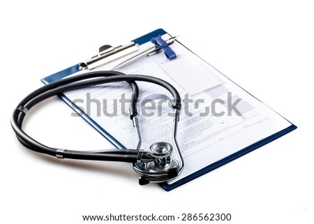 Stethoscope, Clipboard, Healthcare And Medicine.