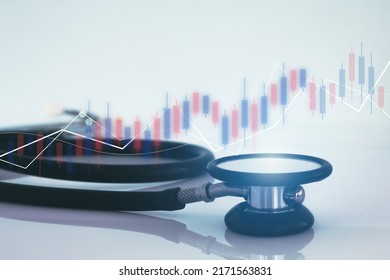 stethoscope and financial graph, healthcare business on white background. - Powered by Shutterstock