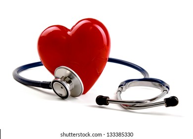 Stethoscope And Heart, Isolated On White Background