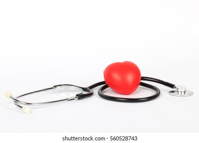 Stethoscope And Heart Isolated On White