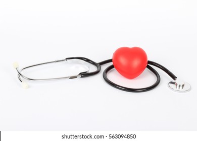 Stethoscope And Heart Isolated On White