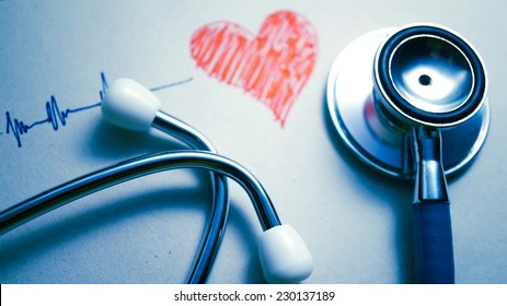 stethoscope and heart painted (medical concept)